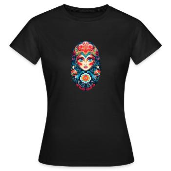 Poupée gigogne russe - T-shirt Femme - noir - Devant - AI Model Female 172 dark (172cm)