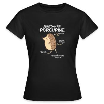 Anatomie Des Stachelschweins Naturliebhaber Stich - Frauen T-Shirt - Schwarz - Vorne - AI Model Female 172 dark (172cm)