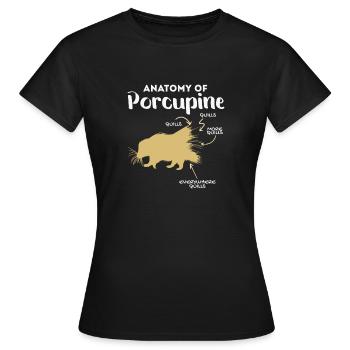 Anatomie Des Stachelschweins Naturliebhaber Stich - Frauen T-Shirt - Schwarz - Vorne - AI Model Female 172 dark (172cm)