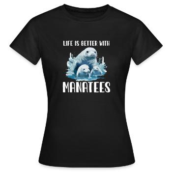 La vie est meilleure avec les lamantins, les animaux aquatiques - T-shirt Femme - noir - Devant - AI Model Female 172 dark (172cm)