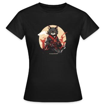 Art Japonais Chat Kawaii Anime - T-shirt Femme - noir - Devant - AI Model Female 172 dark (172cm)