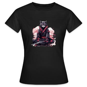 Japanische Kunst Katze Kawaii Anime - Frauen T-Shirt - Schwarz - Vorne - AI Model Female 172 dark (172cm)