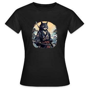 Japanische Kunst Katze Kawaii Anime - Frauen T-Shirt - Schwarz - Vorne - AI Model Female 172 dark (172cm)