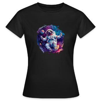 Astronaute paresseux - Un voyage dans l’espace - T-shirt Femme - noir - Devant - AI Model Female 172 dark (172cm)