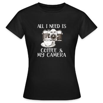 Tout ce dont j’ai besoin, c’est de café - T-shirt Femme - noir - Devant - AI Model Female 172 dark (172cm)