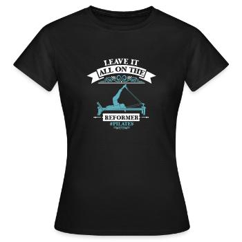 Laissez tout sur le motif Reformer Pilates - T-shirt Femme - noir - Devant - AI Model Female 172 dark (172cm)