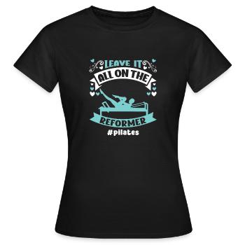 Laissez tout sur le motif Reformer Pilates - T-shirt Femme - noir - Devant - AI Model Female 172 dark (172cm)