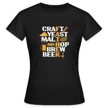 Bière artisanale de brasserie de houblon de malt à la levure artisanale - Parfait pour - T-shirt Femme - noir - Devant - AI Model Female 172 dark (172cm)