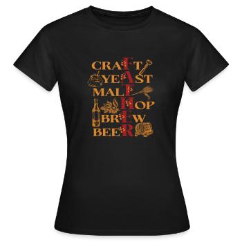 Bière artisanale de brasserie de houblon de malt à la levure artisanale - Parfait pour - T-shirt Femme - noir - Devant - AI Model Female 172 dark (172cm)
