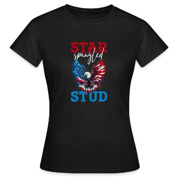 Star Spangled Stud - Patriotic Look with - Women's T-Shirt - black - Front - AI Model Female 172 dark (172cm)