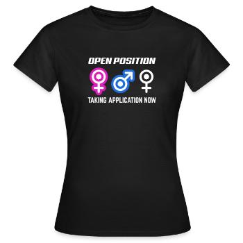 Open position Accept applications now - Women's T-Shirt - black - Front - AI Model Female 172 dark (172cm)