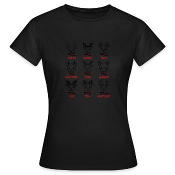 Humour de renne : de Dasher à Rudolph avec - T-shirt Femme - noir - Devant - AI Model Female 172 dark (172cm)