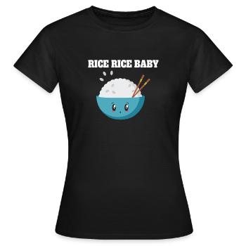 Riz Riz Bébé Mignon Bol Illustration - T-shirt Femme - noir - Devant - AI Model Female 172 dark (172cm)
