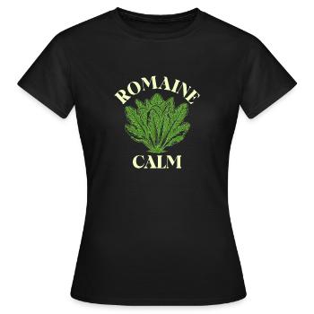 Romaine Calm Salad Humor Design - Women's T-Shirt - black - Front - AI Model Female 172 dark (172cm)