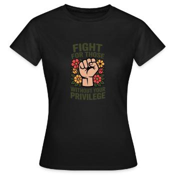 Lutte pour le poing des fleurs sans privilèges - T-shirt Femme - noir - Devant - AI Model Female 172 dark (172cm)