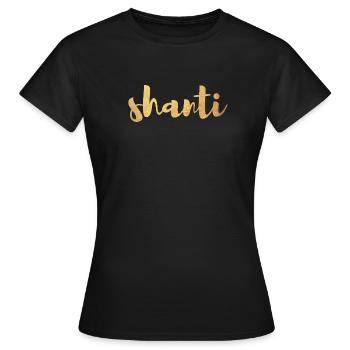 Shanti Gold Tranquillité Yoga Paix om Namaste Bouddhisme - T-shirt Femme - noir - Devant - AI Model Female 172 dark (172cm)
