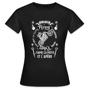 Femme Simple Moto Apero Motarde - T-shirt Femme - noir - Devant - AI Model Female 172 dark (172cm)