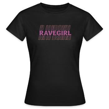 Ravermädchenzeichnung für Festival, Rave, EDM, Tanz - Frauen T-Shirt - Schwarz - Vorne - AI Model Female 172 dark (172cm)