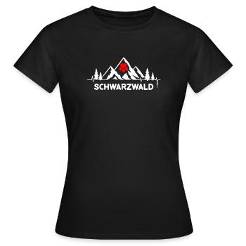 Schwarzwald mit Herzschlag und Herz Hut Berge - Frauen T-Shirt - Schwarz - Vorne - AI Model Female 172 dark (172cm)