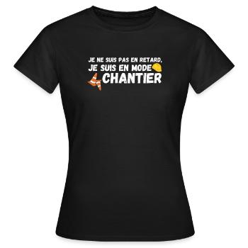 Je suis en mode chantier - T-shirt Femme - noir - Devant - AI Model Female 172 dark (172cm)
