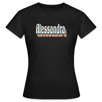 Alessandra T-Shirt Retro Vintage T-Shirt Geschenk - Frauen T-Shirt - Schwarz - Vorne - AI Model Female 172 dark (172cm)