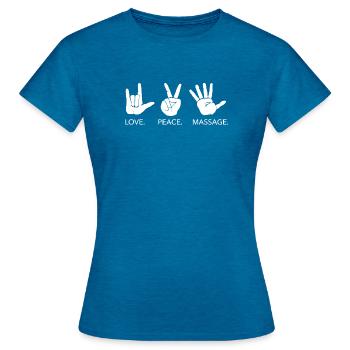 Love Peace Massage Therapist Masseuse Body - Women's T-Shirt - antique blue sapphire heather - Front - AI Model Female 172 dark (172cm)