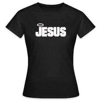 Lettres de Jésus avec auréole - T-shirt Femme - noir - Devant - AI Model Female 172 dark (172cm)