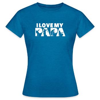 I Love My Papa Fishing Silhouette Proud Father - Women's T-Shirt - antique blue sapphire heather - Front - AI Model Female 172 dark (172cm)