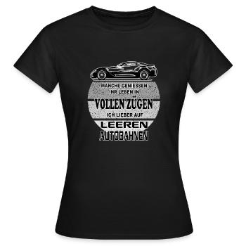 Sprüche Autofahrer Bundesbahn Autobahn - Frauen T-Shirt - Schwarz - Vorne - AI Model Female 172 dark (172cm)