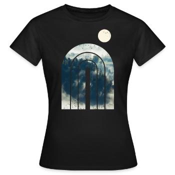 Geometrisches Design - Wald im Nebel - Frauen T-Shirt - Schwarz - Vorne - AI Model Female 172 dark (172cm)