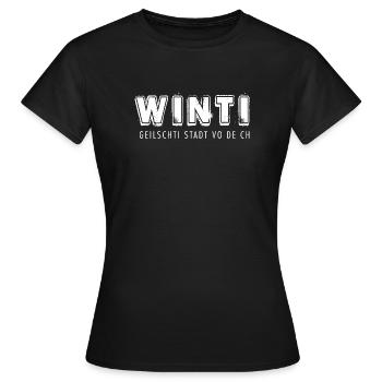 WINTI geilschti Stadt vo de CH - Frauen T-Shirt - Schwarz - Vorne - AI Model Female 172 dark (172cm)