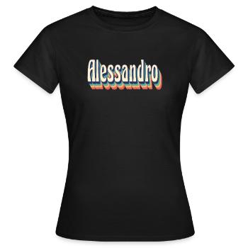 Alessandro Retro Vintage T-Shirt Geschenk T-Shirt - Frauen T-Shirt - Schwarz - Vorne - AI Model Female 172 dark (172cm)