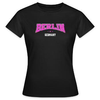 Berlin College Style Germany Lettering Pink - Women's T-Shirt - black - Front - AI Model Female 172 dark (172cm)