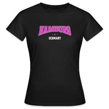 Hamburg Germany Pink College Style Design - Women's T-Shirt - black - Front - AI Model Female 172 dark (172cm)