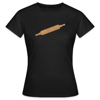 Rouleau à pâte - Rouleau à pâtisserie en bois - T-shirt Femme - noir - Devant - AI Model Female 172 dark (172cm)