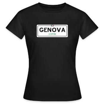 Ortsschild Genua - Frauen T-Shirt - Schwarz - Vorne - AI Model Female 172 dark (172cm)