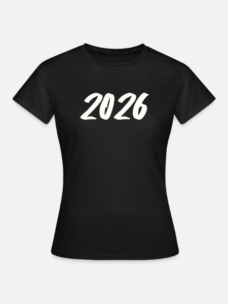 Jahreszahl 2026 Pinselstrich - Frauen T-Shirt - Schwarz