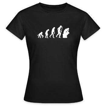 Evolution of thinker philosophy philosopher funny - Women's T-Shirt - black - Front - AI Model Female 172 dark (172cm)