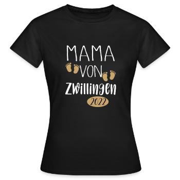Mama von Zwillingen 2022 | Zwillinge 2022 - Frauen T-Shirt - Schwarz - Vorne - AI Model Female 172 dark (172cm)