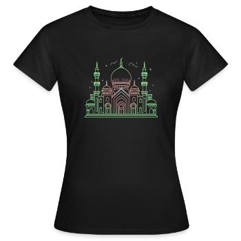Moschee Stern Halbmond stilisiert grün oder schwarz - Frauen T-Shirt - Schwarz - Vorne - AI Model Female 172 dark (172cm)