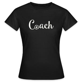 Coach Football Font Logo - Women's T-Shirt - black - Front - AI Model Female 172 dark (172cm)