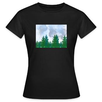 Paysage paysage aquarelle forêt sur un temps nuageux - T-shirt Femme - noir - Devant - AI Model Female 172 dark (172cm)