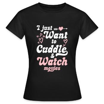 Schmusen Teddybär Beziehung Romantisch - Frauen T-Shirt - Schwarz - Vorne - AI Model Female 172 dark (172cm)