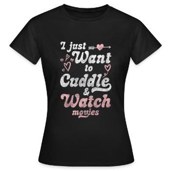 Câlin d’amour - T-shirt Femme - noir - Devant - AI Model Female 172 dark (172cm)