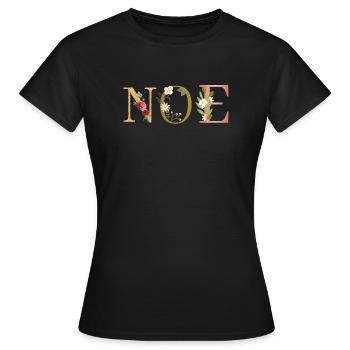 NOE Name Art With Flowers Embroidered - Women's T-Shirt - black - Front - AI Model Female 172 dark (172cm)