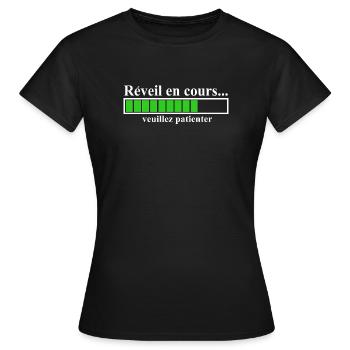 Affichage de Chargement Réveil en Progression - T-shirt Femme - noir - Devant - AI Model Female 172 dark (172cm)
