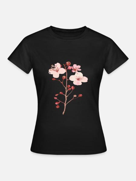 Blüten vom Kirschbaum sakura - Frauen T-Shirt - Schwarz