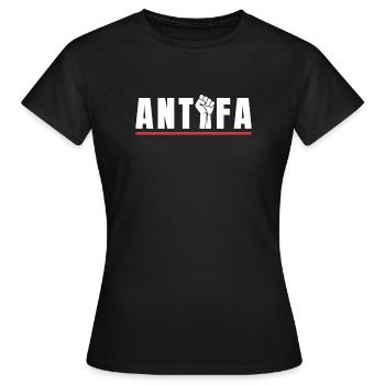 Protestation antifa, déclaration antifasciste - T-shirt Femme - noir - Devant - AI Model Female 172 dark (172cm)