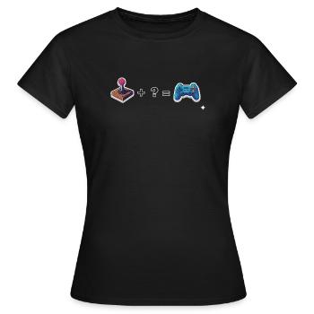 Joystick rétro rencontre manette - T-shirt Femme - noir - Devant - AI Model Female 172 dark (172cm)