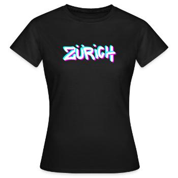 Graffiti néon de Zurich - T-shirt Femme - noir - Devant - AI Model Female 172 dark (172cm)